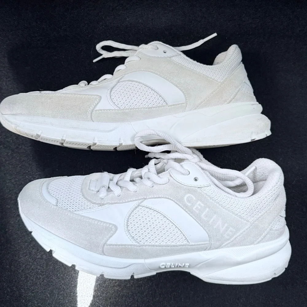 Celine Women's White and Cream Sneakers - Picture 2 of 6